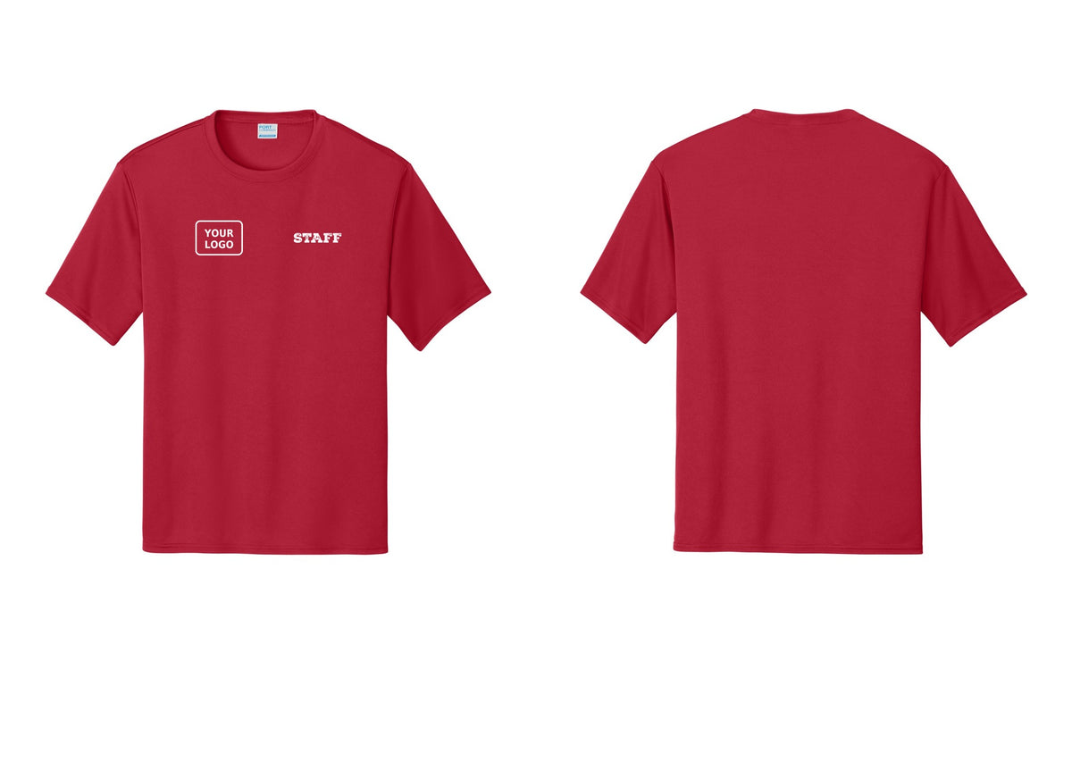 NYC Factory Custom Logo Staff Performance T-Shirt (Rustic) - STAFF + Your Logo - Red