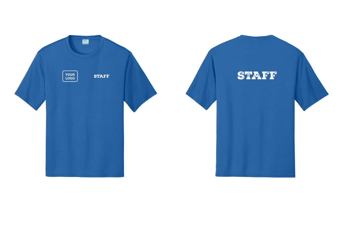 NYC Factory Custom Logo Staff Performance T-Shirt (Rustic) - STAFF + Your Logo + Back - Royal