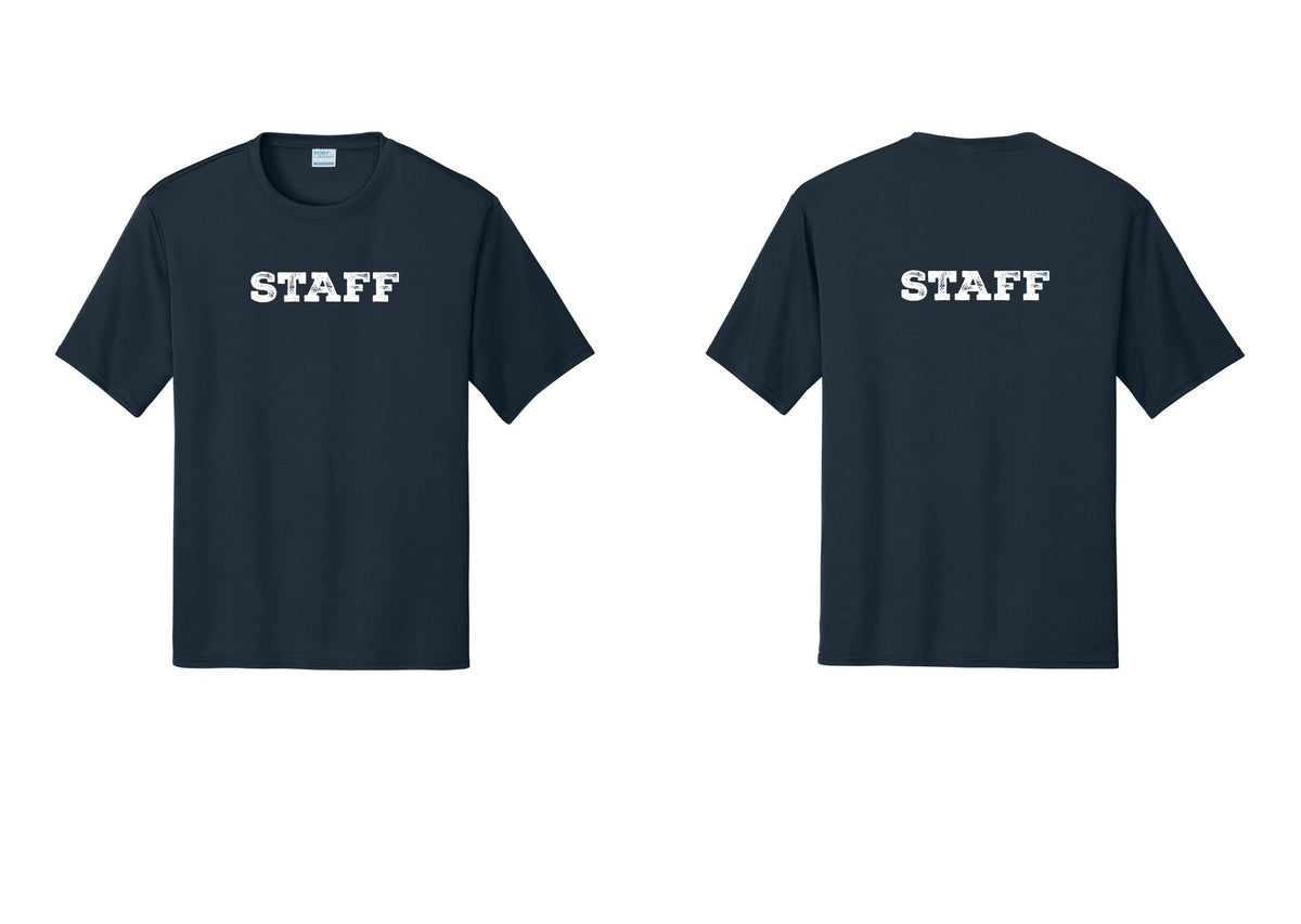 NYC Factory Staff Performance T-Shirt (Rustic) - Front + Back - Navy