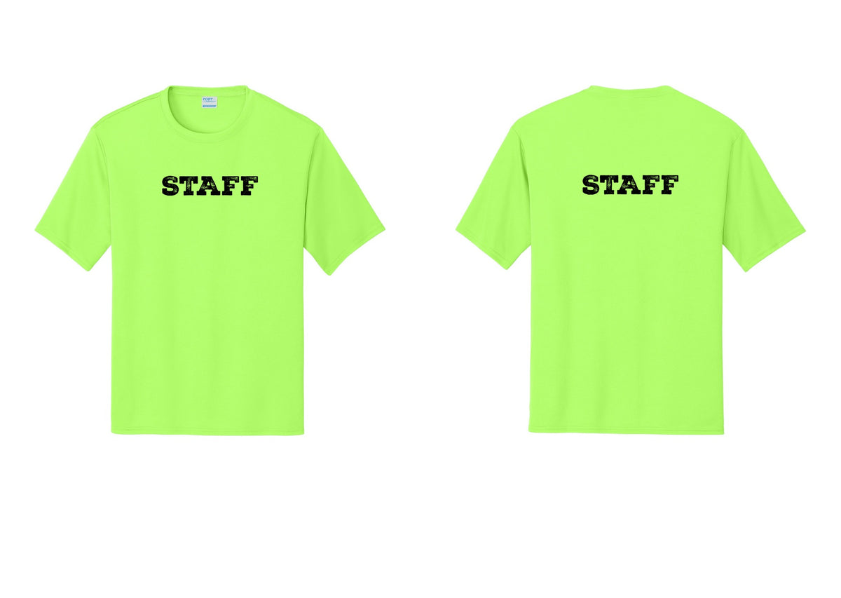 NYC Factory Staff Performance T-Shirt (Rustic) - Front + Back - Neon Green