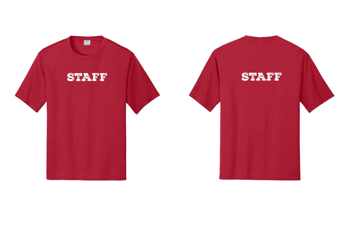 NYC Factory Staff Performance T-Shirt (Rustic) - Front + Back - Red