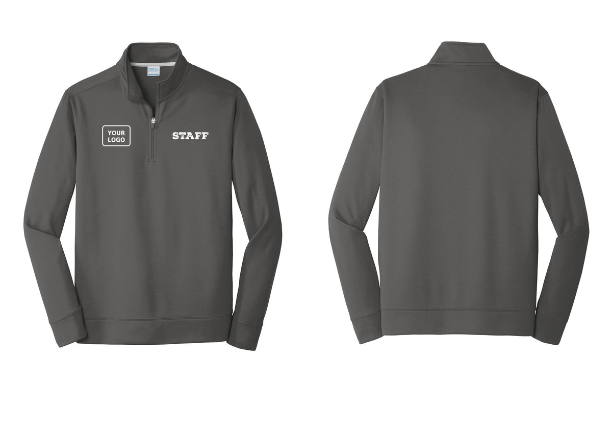NYC Factory Custom Logo Staff Performance Fleece 1/4-Zip Pullover Sweatshirt (Rustic) - STAFF + Your Logo - Charcoal