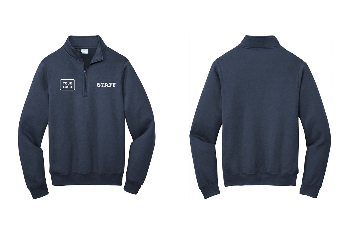 NYC Factory Custom Logo Staff Cotton Fleece 1/4-Zip Pullover Sweatshirt (Rustic) - STAFF + Your Logo - Navy