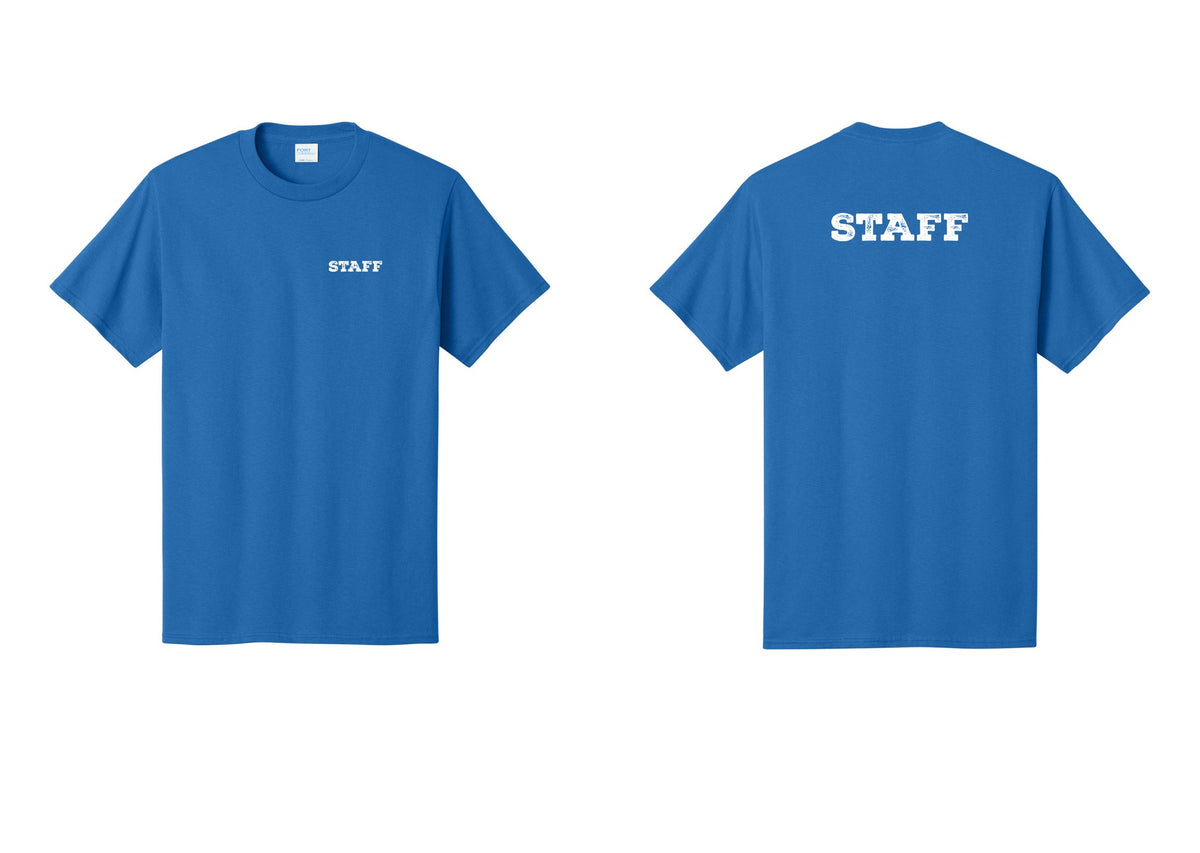 NYC Factory Staff T-Shirt, Rustic Lettering - Chest + Back - Royal