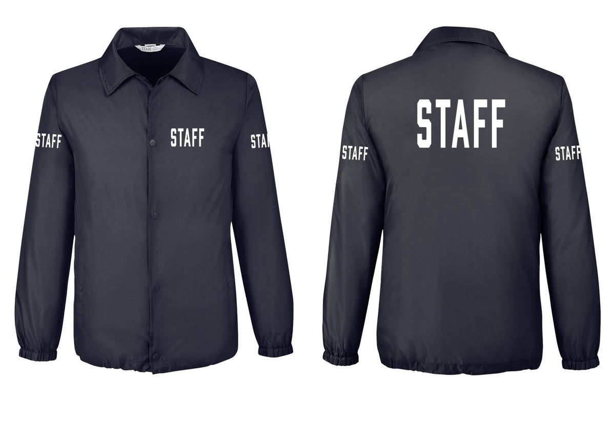 NYC Factory Staff Snap-Front Coaches Jacket (Classic) - Chest + Back + Staff Sleeves - Black