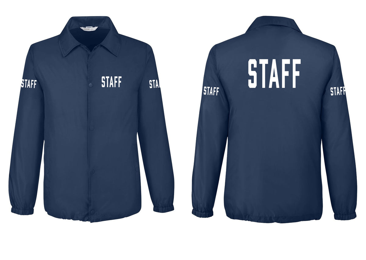 NYC Factory Staff Snap-Front Coaches Jacket (Classic) - Chest + Back + Staff Sleeves - Sport Dark Navy