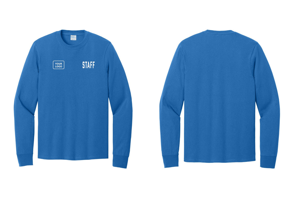 NYC Factory Custom Logo Staff Cotton Long Sleeve T-Shirt (Classic) - STAFF + Your Logo - Royal
