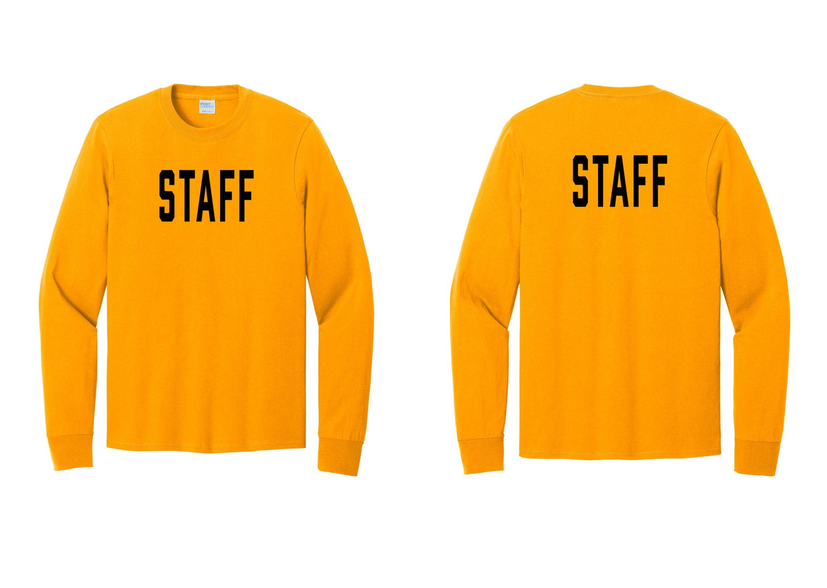 NYC Factory Staff Cotton Long Sleeve T-Shirt (Classic) - Front + Back - Gold