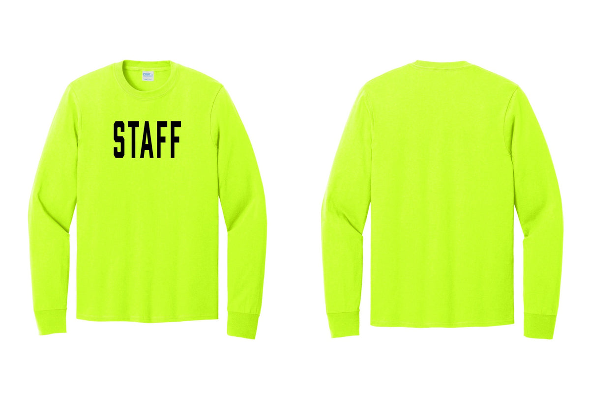 NYC Factory Staff Cotton Long Sleeve T-Shirt (Classic) - Front Only - Safety Green
