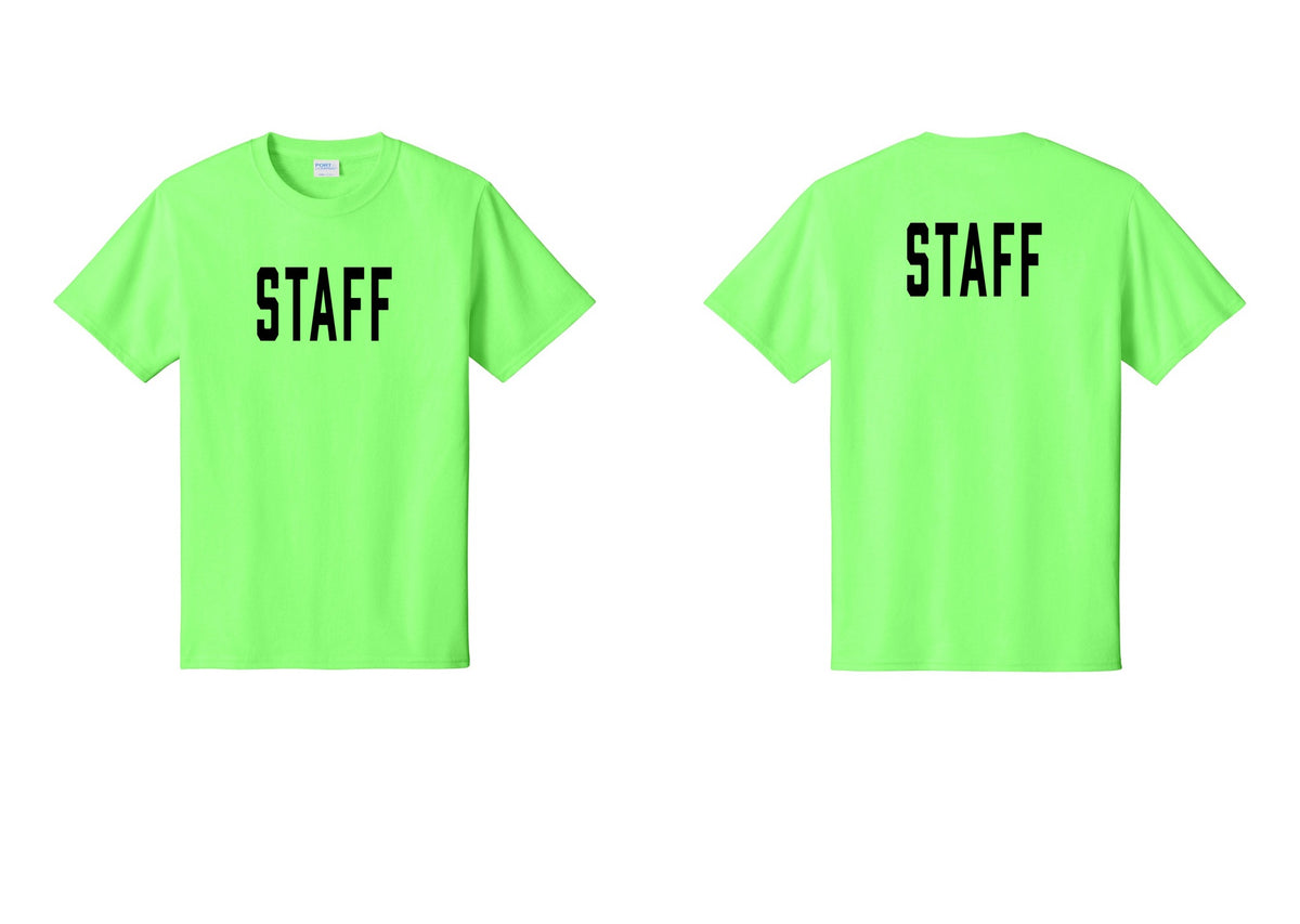 NYC Factory Staff T-Shirt, Condensed Lettering - Front + Back - Neon Green