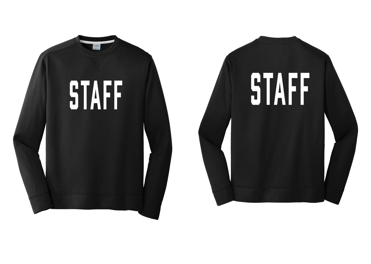 NYC Factory Staff Performance Fleece Crewneck Sweatshirt (Classic) - Front + Back - Black