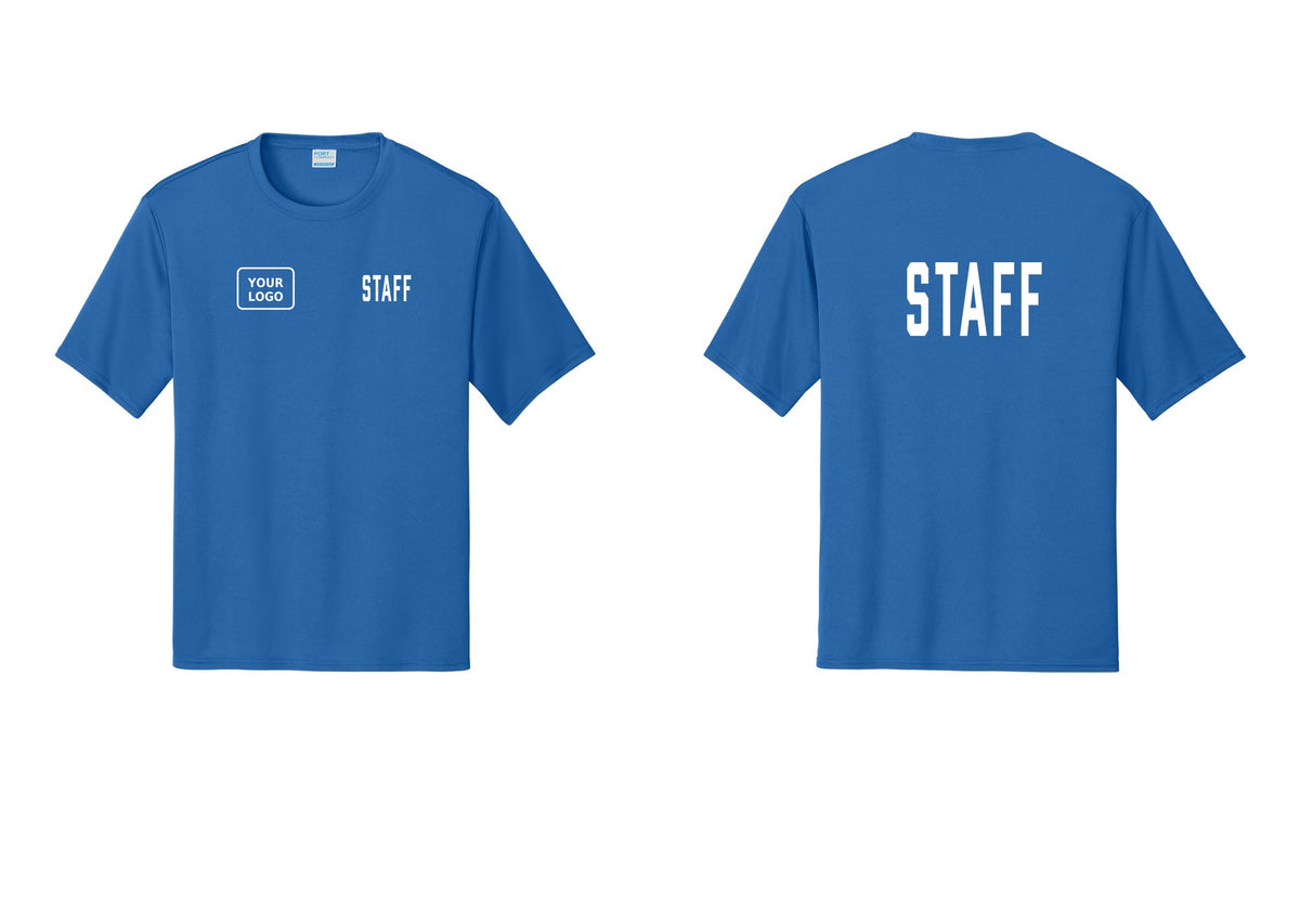 NYC Factory Custom Logo Staff Performance T-Shirt (Classic) - STAFF + Your Logo + Back - Royal