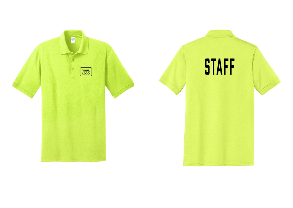 NYC Factory Custom Logo Staff Polo Shirt (Classic) - Your Logo + Back - Safety Green