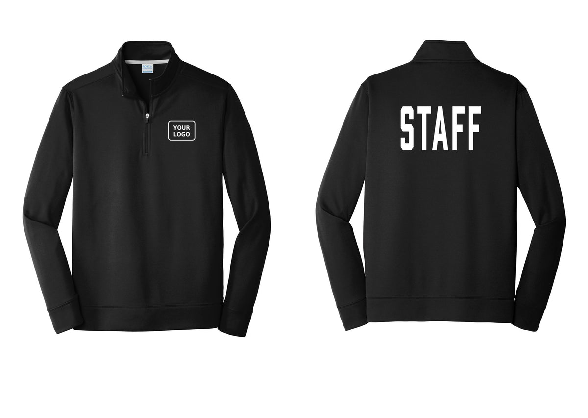 NYC Factory Custom Logo Staff Performance Fleece 1/4-Zip Pullover Sweatshirt (Classic) - Your Logo + Back - Black