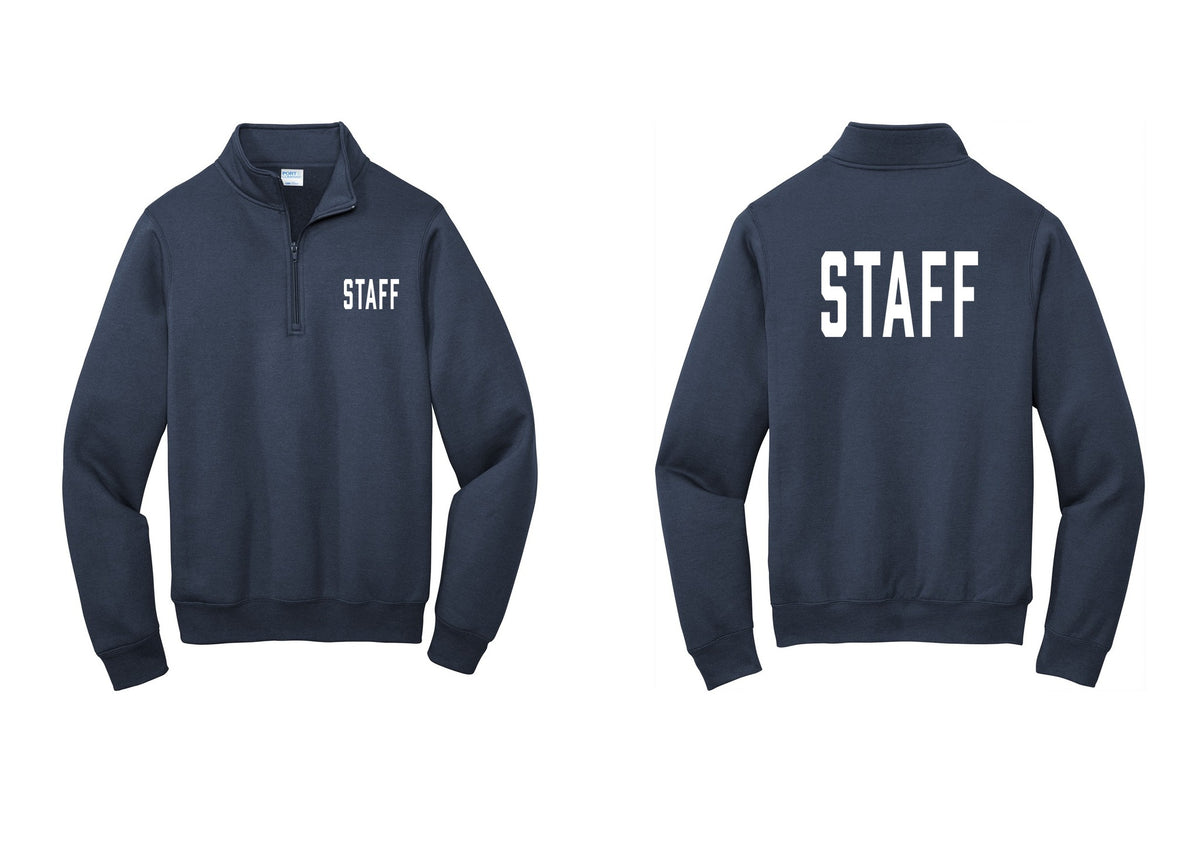NYC Factory Staff Cotton Fleece 1/4-Zip Pullover Sweatshirt (Classic) - Chest + Back - Navy