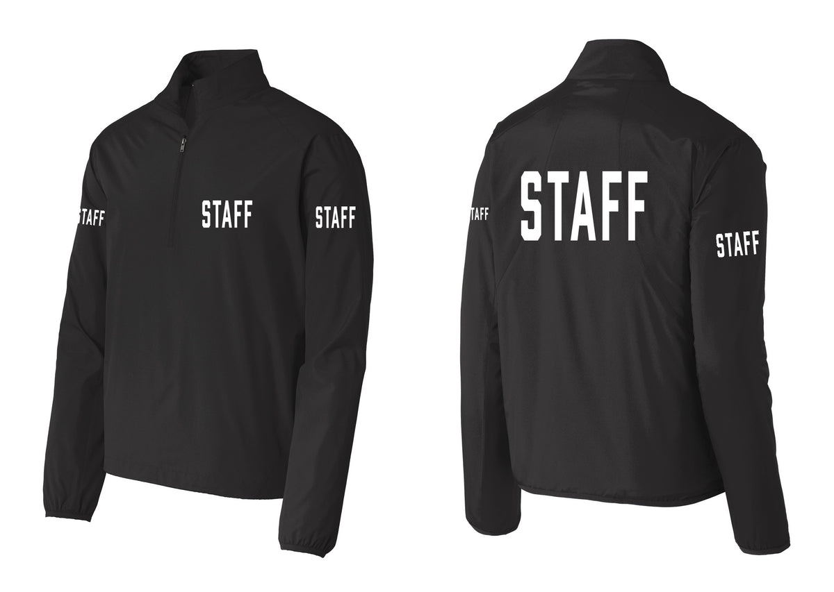 NYC Factory Staff Windbreaker 1/2-Zip Pullover (Classic) - Chest + Back + Staff Sleeves - Black