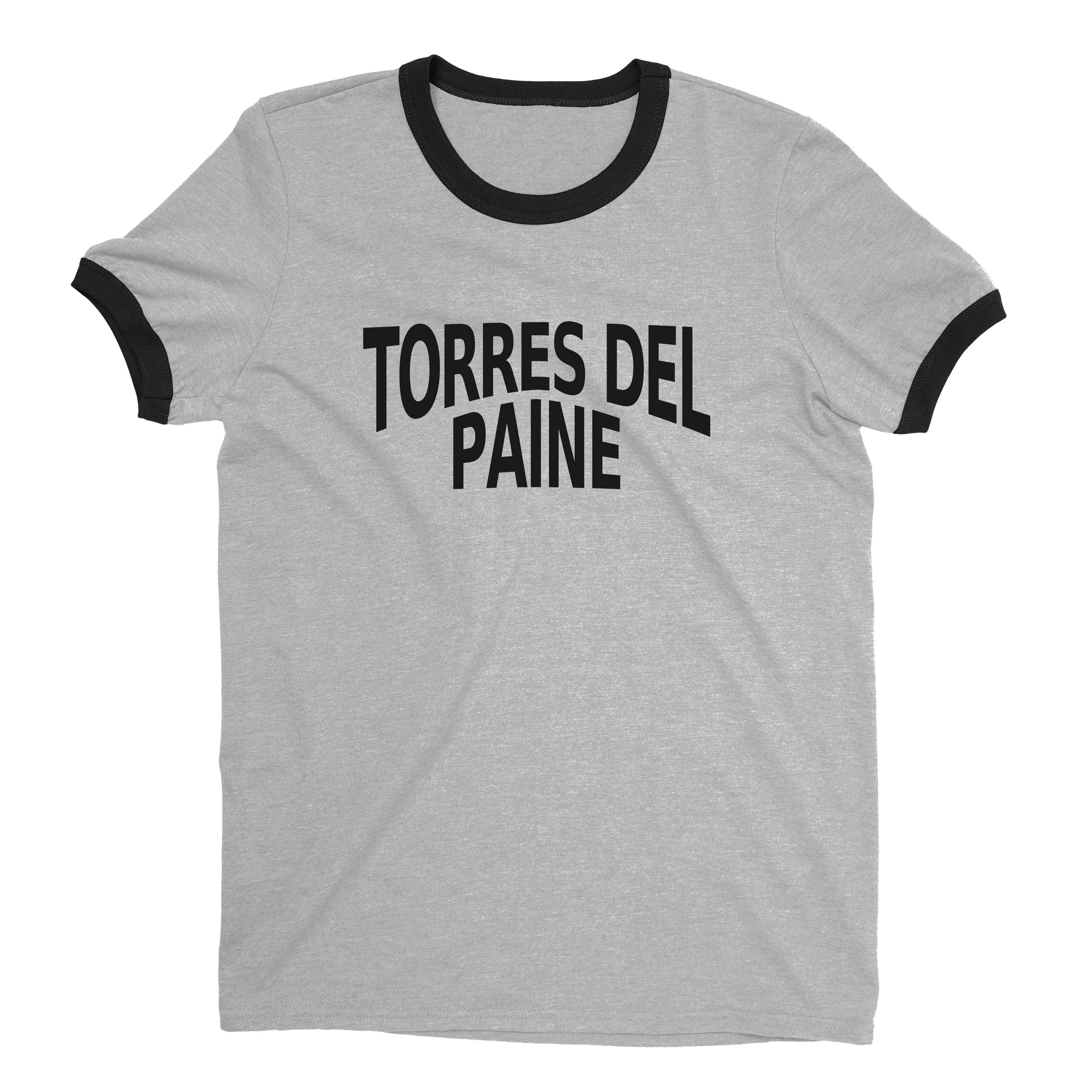 Torres del Paine National Park Ringer Tee Retro Style Men's T-Shirt - NYC Factory - Heather Gray