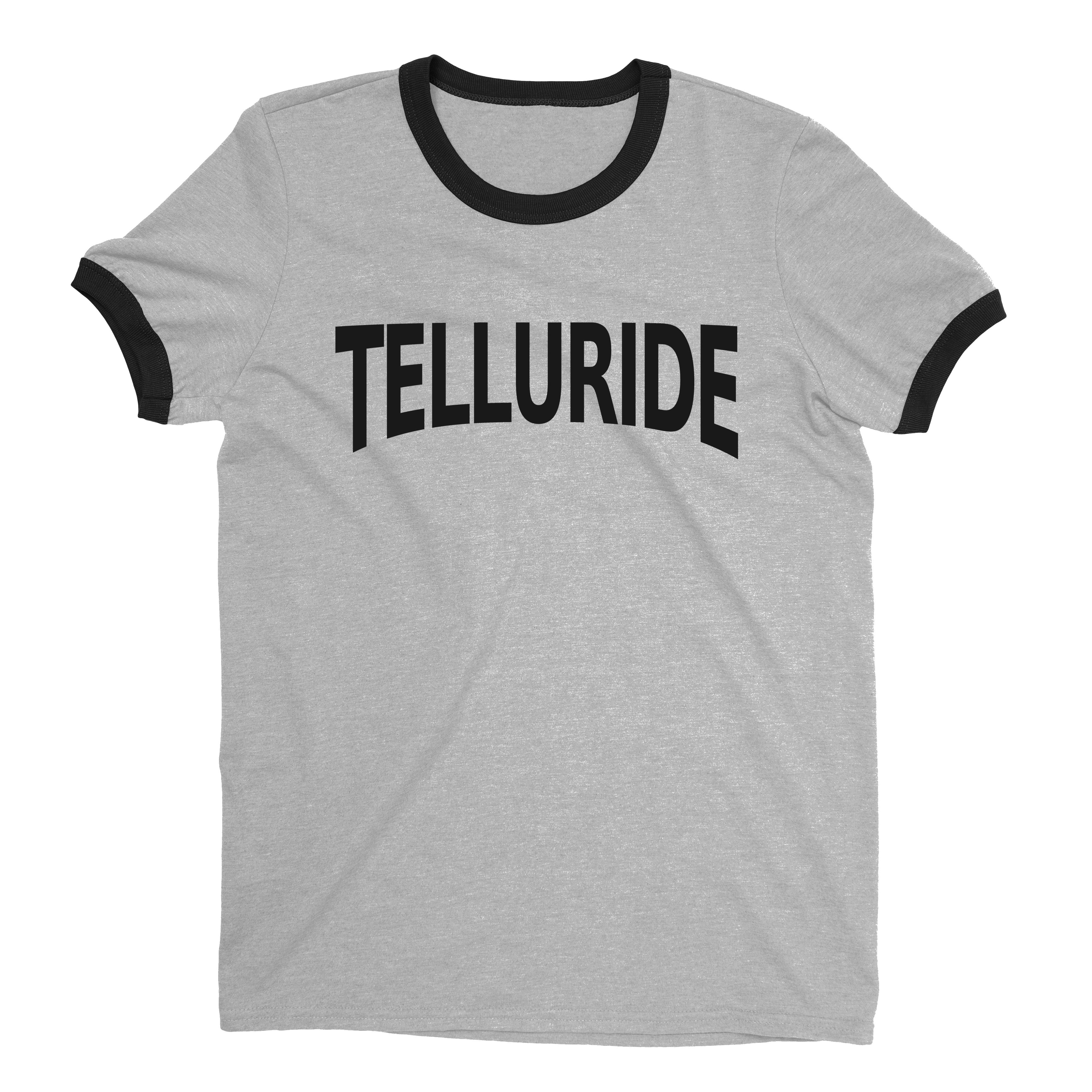 Telluride Ski Resort Ringer Tee Retro Style Men's T-Shirt - NYC Factory - Heather Gray