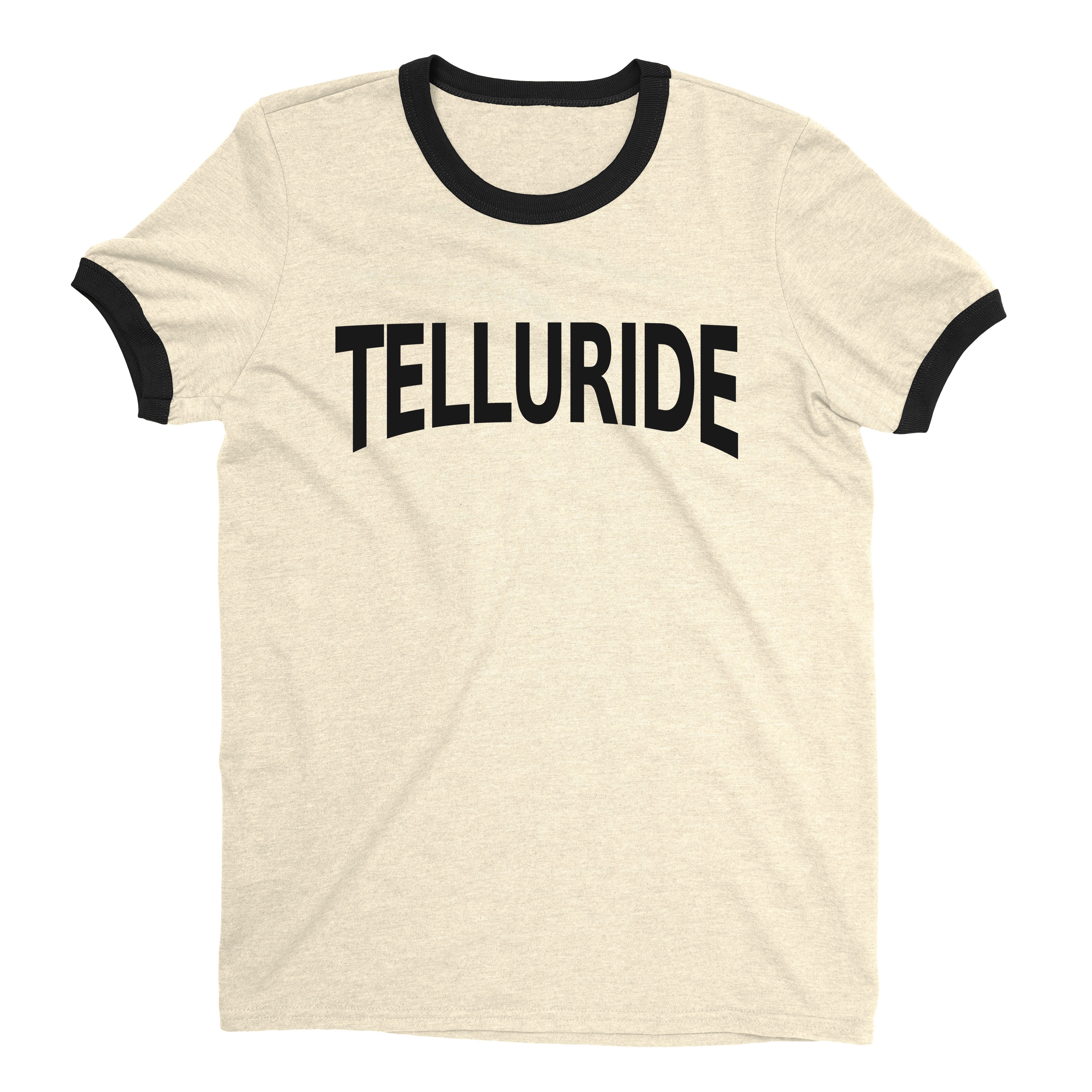 Telluride Ski Resort Ringer Tee Retro Style Men's T-Shirt - NYC Factory - Natural