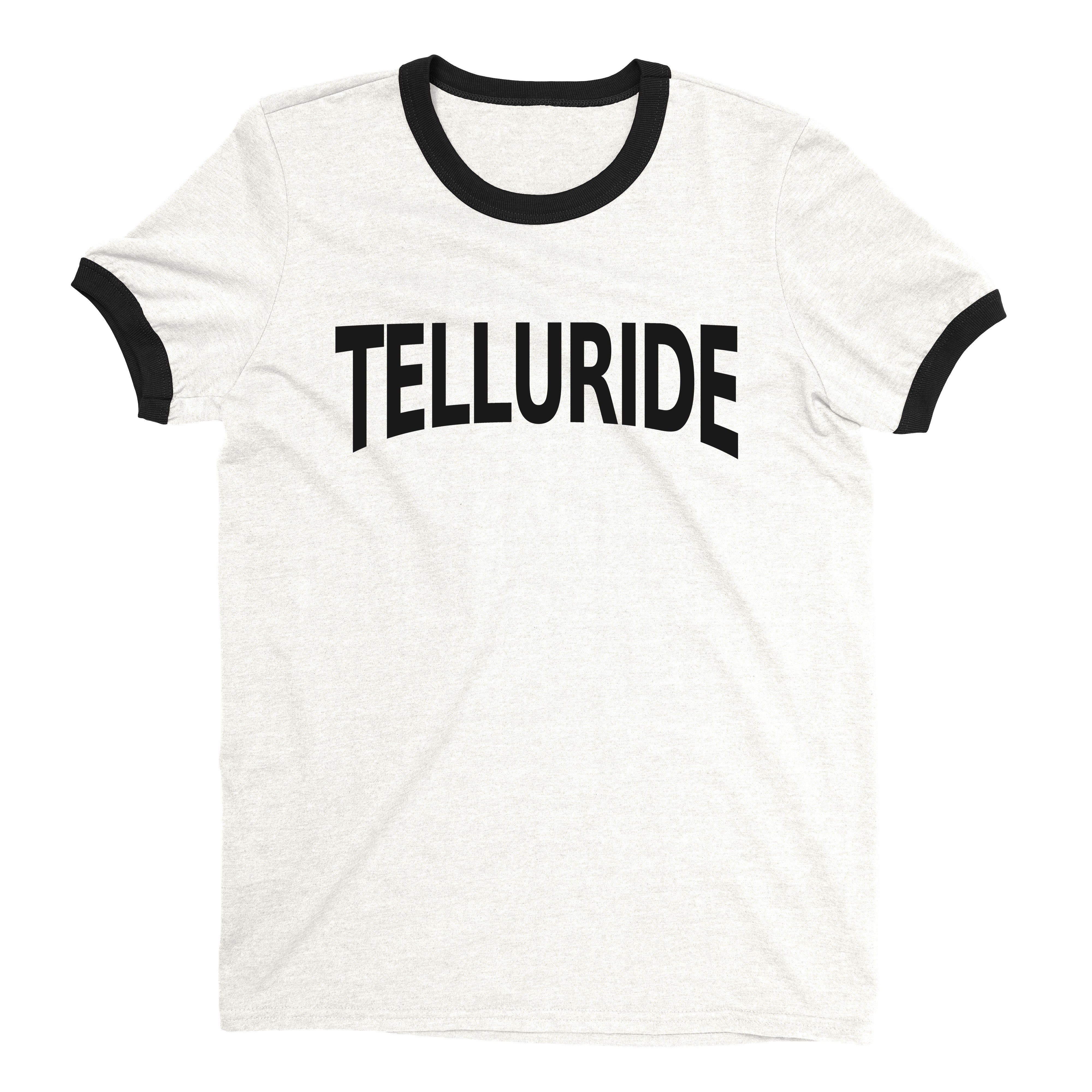 Telluride Ski Resort Ringer Tee Retro Style Men's T-Shirt - NYC Factory - White