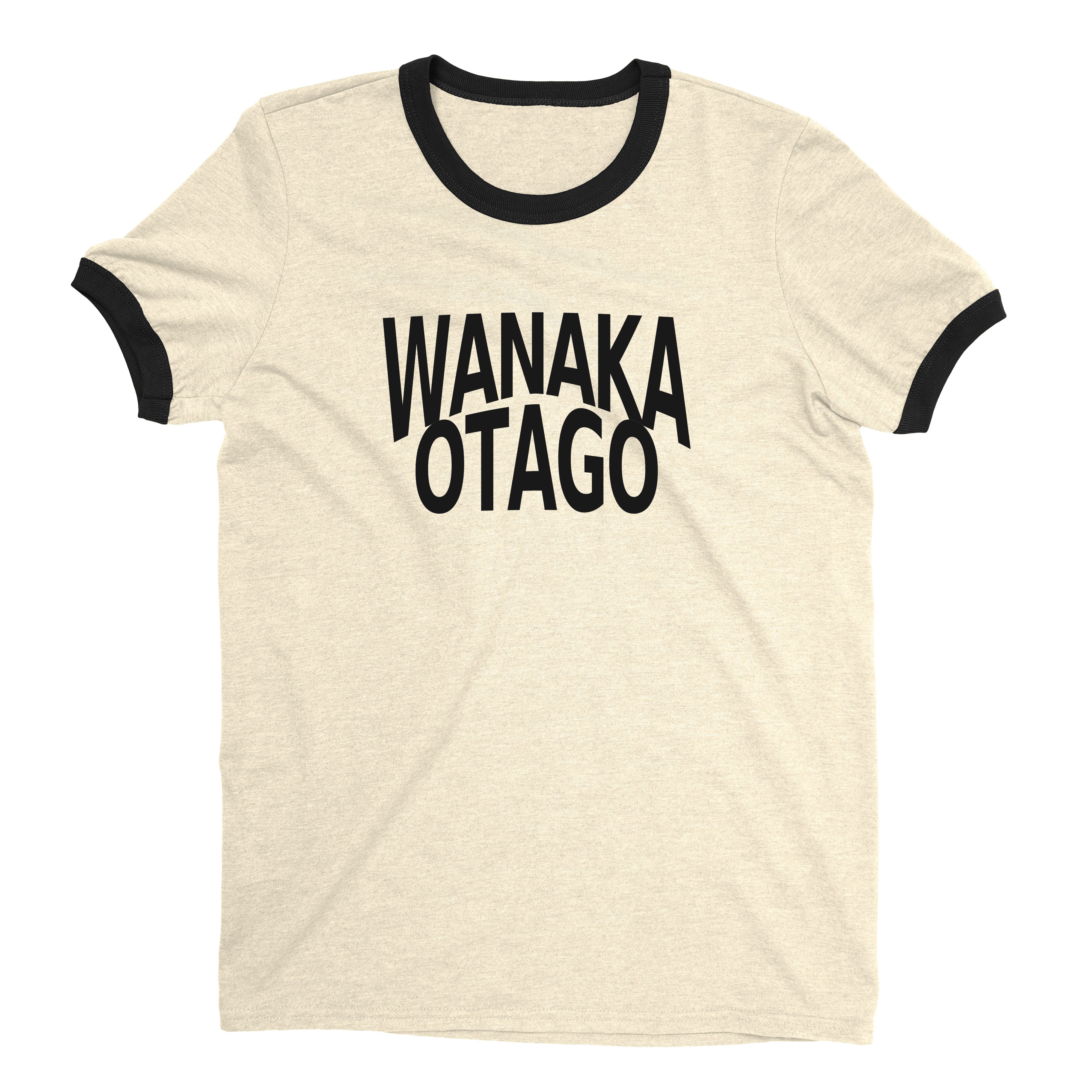 Lake Wanaka Ringer Tee Retro Style Men's T-Shirt - NYC Factory - Natural