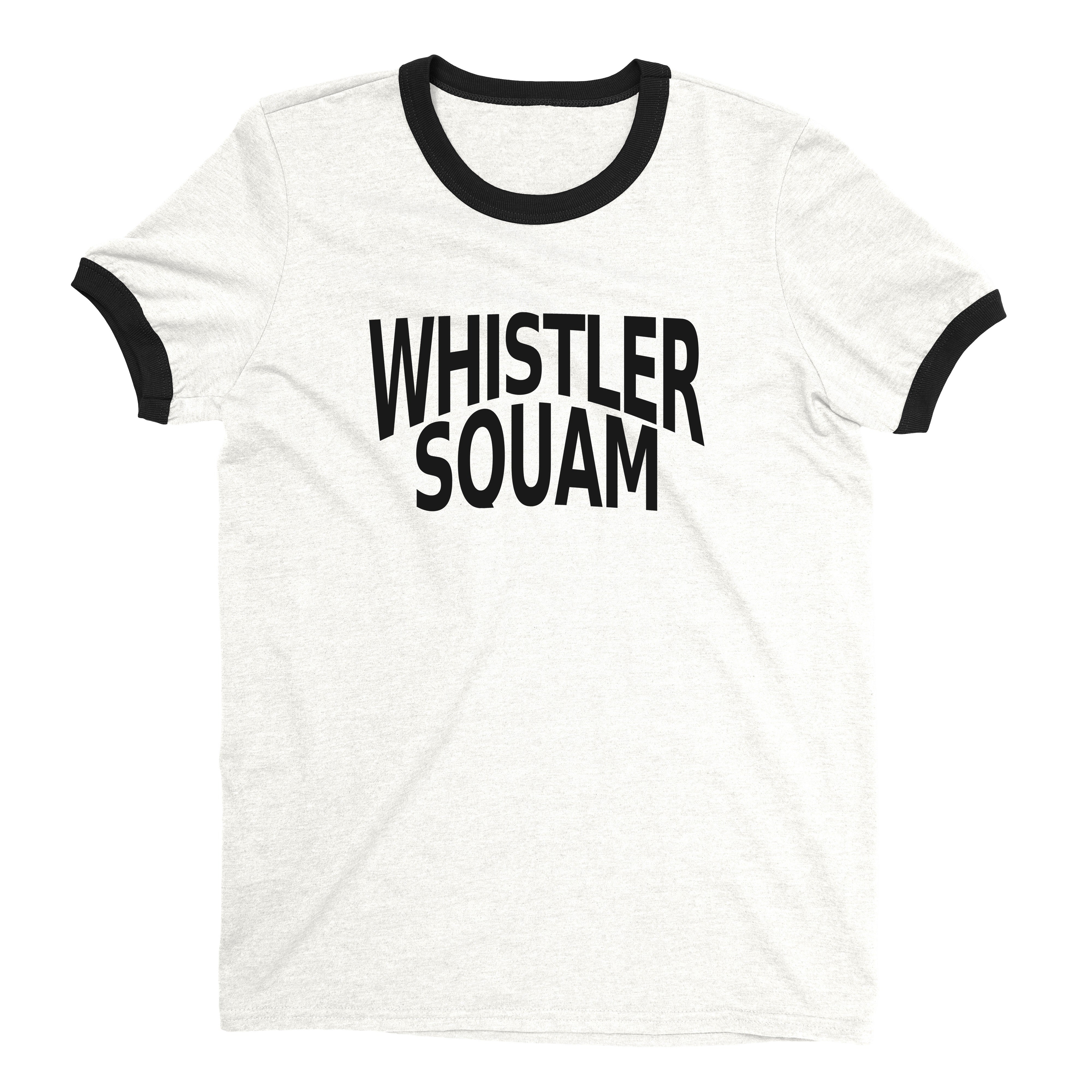 Whistler Ski Resort Ringer Tee Retro Style Men's T-Shirt - NYC Factory - White