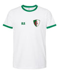 Algeria Soccer Ringer Tee 2026 — Retro National Crest — White/Green | NYC Factory