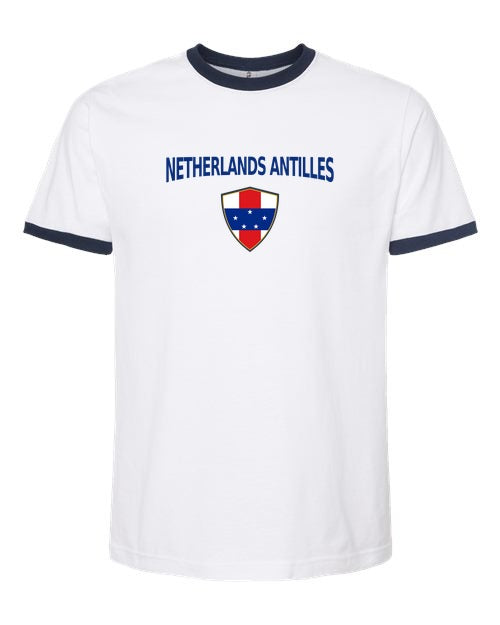 Netherlands Antilles Arched Crest Soccer Ringer Tee — NYC Factory