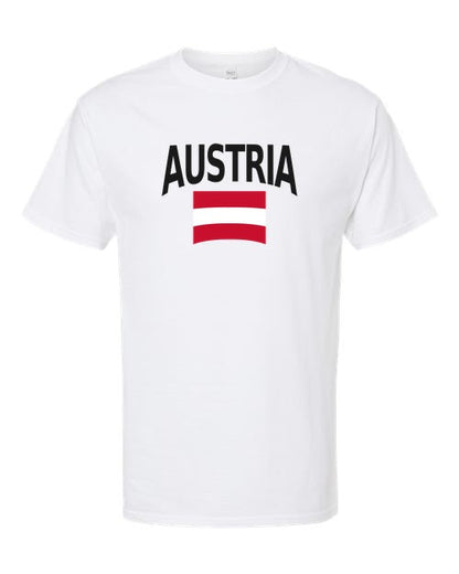 Austria Soccer Tee 2026 — Classic Name & Flag | NYC Factory - White