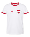 Austria Soccer Ringer Tee 2026 — Retro National Crest — White/Red | NYC Factory