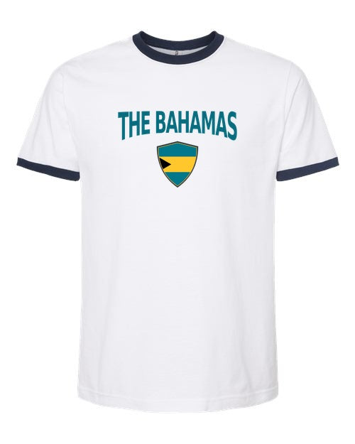 The Bahamas Arched Crest Soccer Ringer Tee — NYC Factory