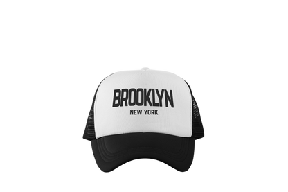 Brooklyn New York Retro Design Trucker Baseball Hat White/Black