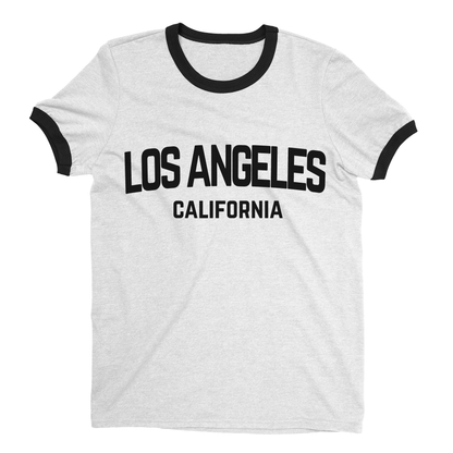 Los Angeles California Retro Black Design Custom Mens Ringer T-Shirt Customized Tee White/Black