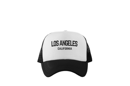 Los Angeles California Retro Black Design Trucker Baseball Hat White/Black