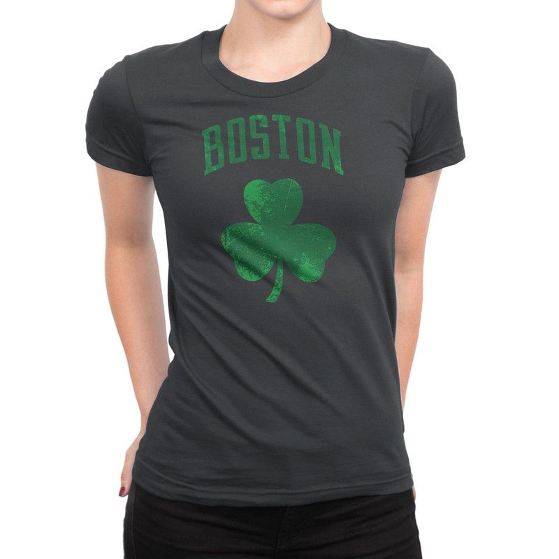 Boston Irish Shamrock Clover Tee Ladies T-Shirt Womens Retro irish-