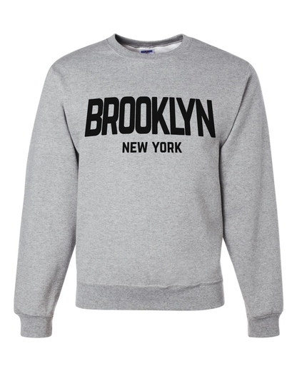 Brooklyn New York Retro Design Custom Crewneck Sweatshirt Heather Gray