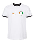 Ivory Coast Soccer Ringer Tee 2026 — Retro National Crest — White/Black | NYC Factory