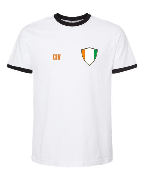 Ivory Coast Soccer Ringer Tee 2026 — Retro National Crest | NYC Factory