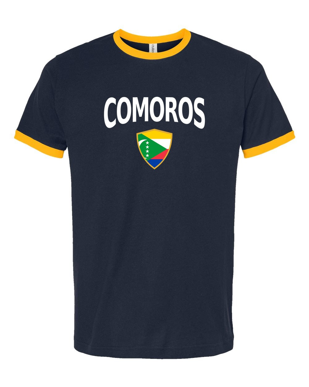 Comoros Arched Crest Soccer Ringer Tee — NYC Factory