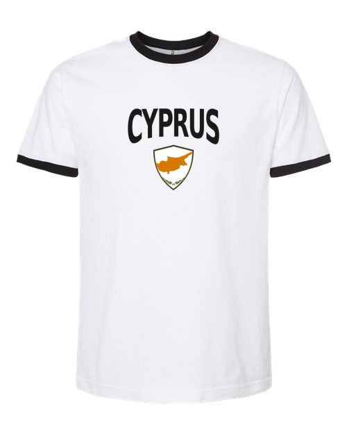 Cyprus Arched Crest Soccer Ringer Tee — NYC Factory
