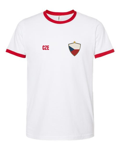 Czech Republic Soccer Ringer Tee 2026 — Retro National Crest | NYC Factory