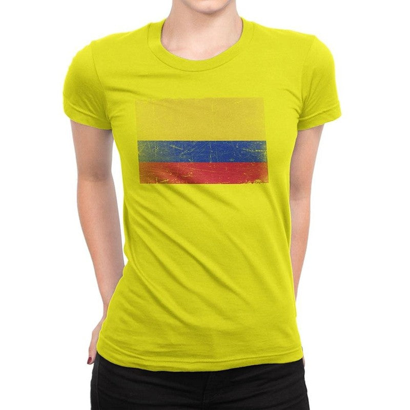 Colombia Flag Tee T-Shirt Ladies Womens Unisex Vintage Retro Shirt