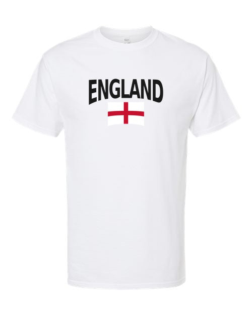 England Soccer Tee 2026 — Classic Name & Flag | NYC Factory - White