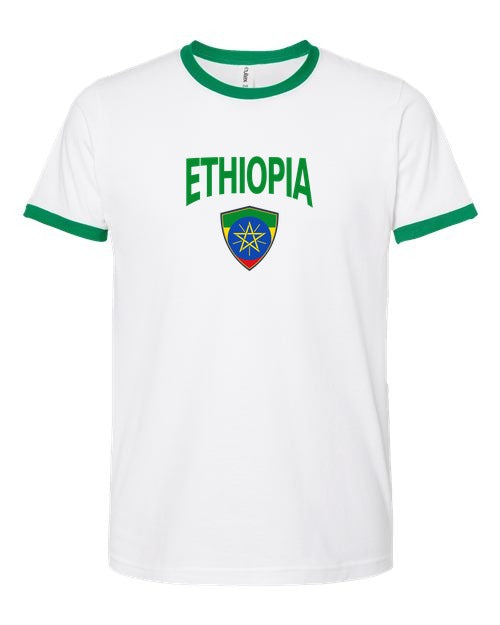 Ethiopia Arched Crest Soccer Ringer Tee — NYC Factory