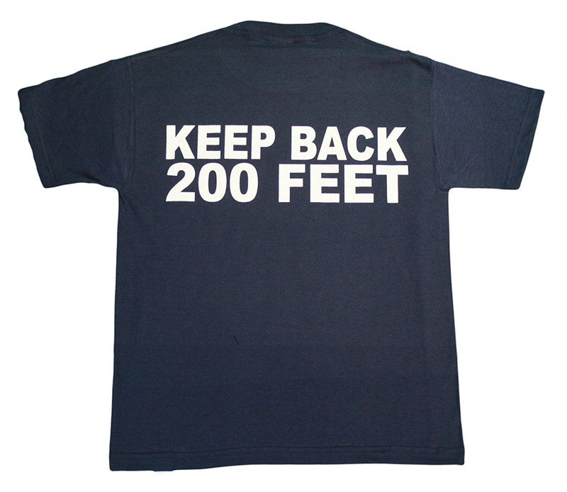 FDNY Kids T-Shirt (Front Badge & 200FT Back Design, Navy Blue)