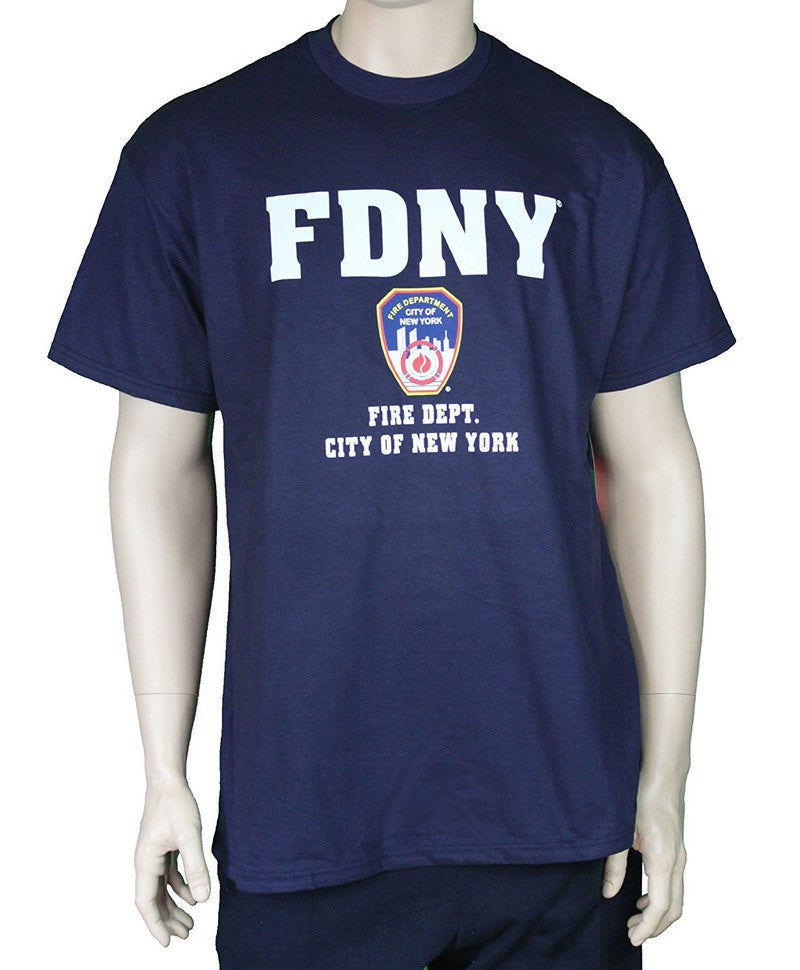 FDNY Short Sleeve with Rescue Print on back T-Shirt Navy