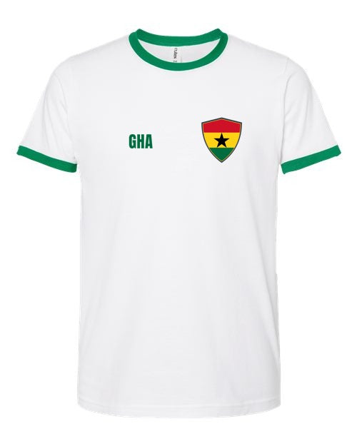 Ghana Soccer Ringer Tee 2026 — Retro National Crest | NYC Factory