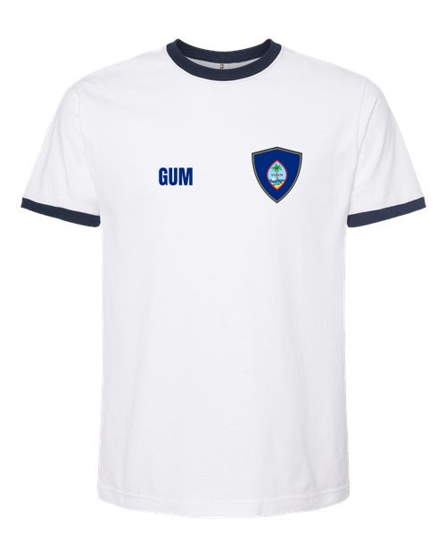 Guam Soccer Ringer Tee — Retro National Crest | NYC Factory