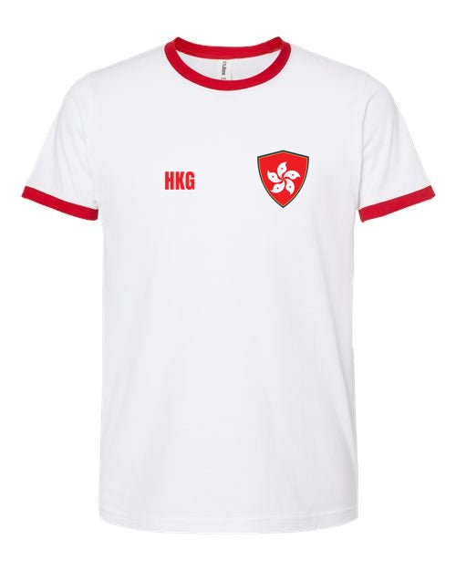 Hong Kong Soccer Ringer Tee — Retro National Crest | NYC Factory