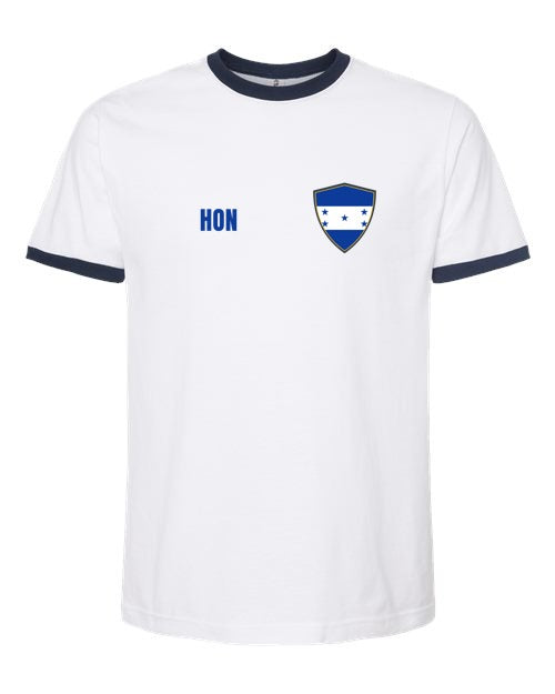 Honduras Soccer Ringer Tee — Retro National Crest | NYC Factory